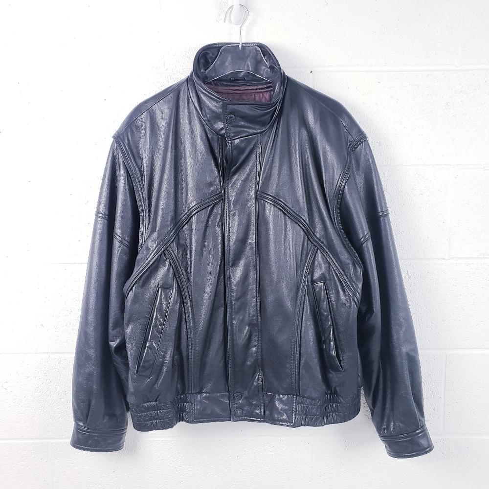 Vtg 90s y2k Wilsons Adventure Bound Paratrooper Aviator Bomber Leather Jacket XL